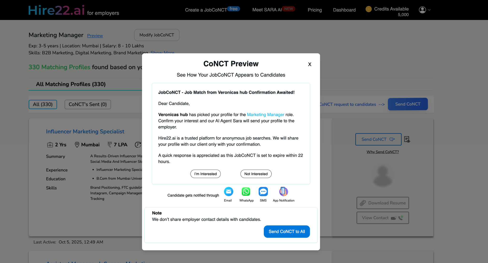 Send CoNCT interface