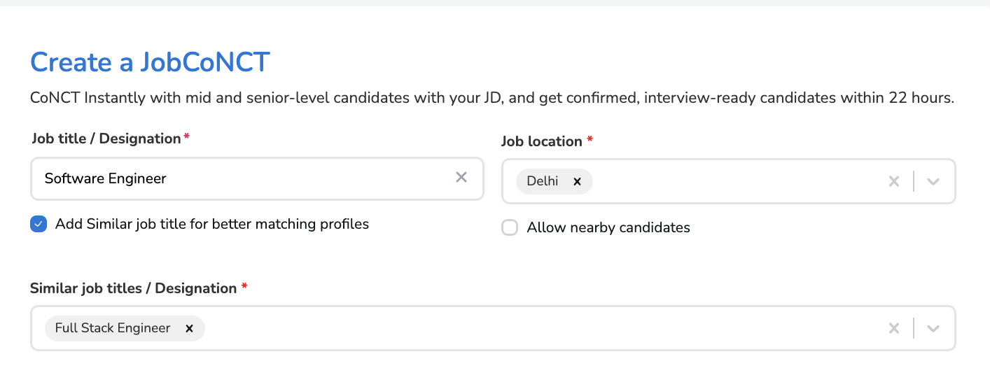 Basic job details form