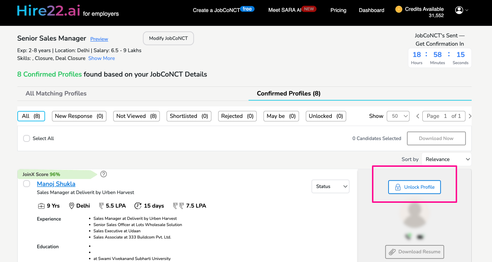 Unlock profile confirmation dialog