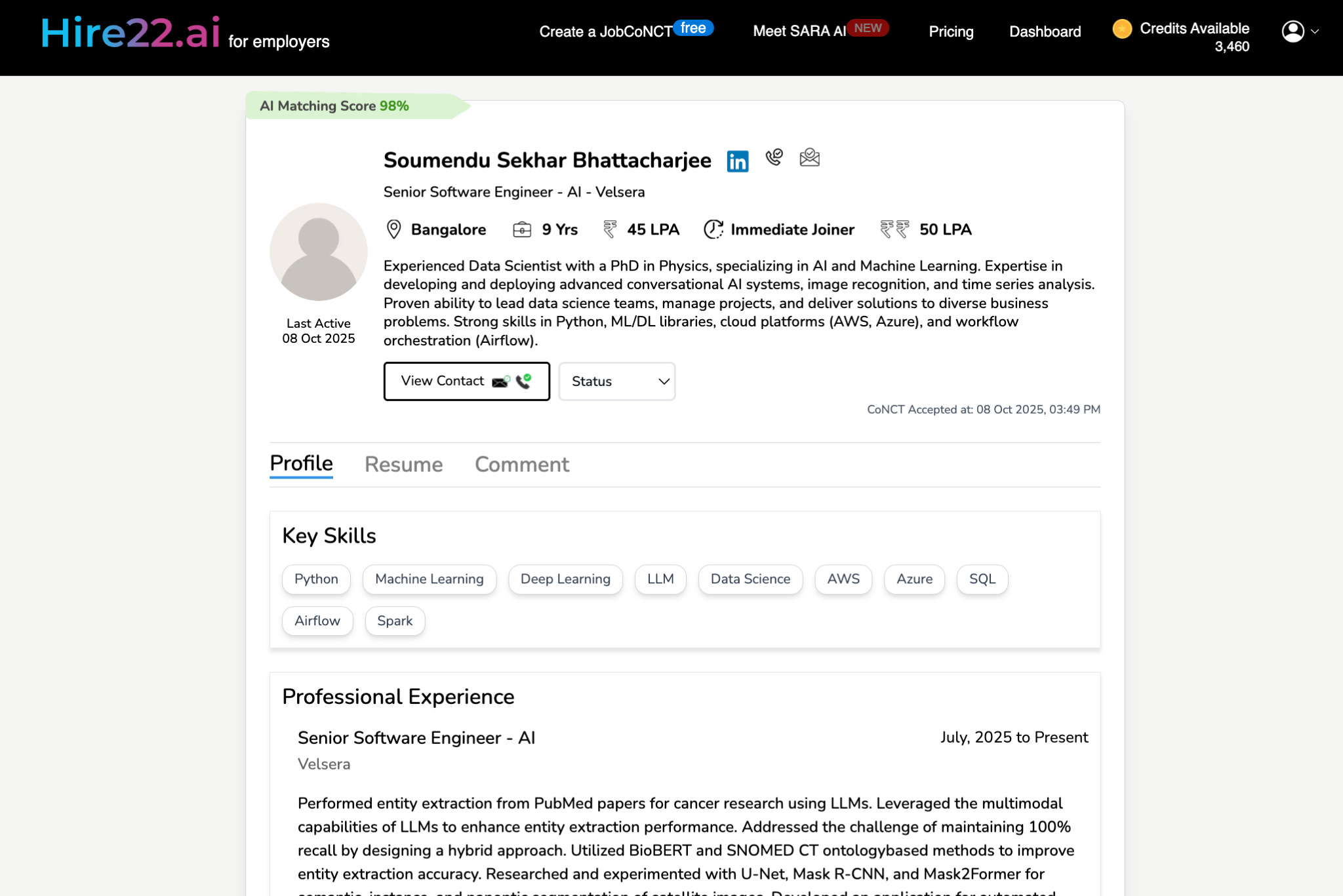 Unlocked profile with full details