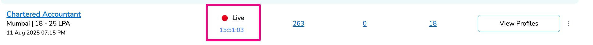Live job status interface