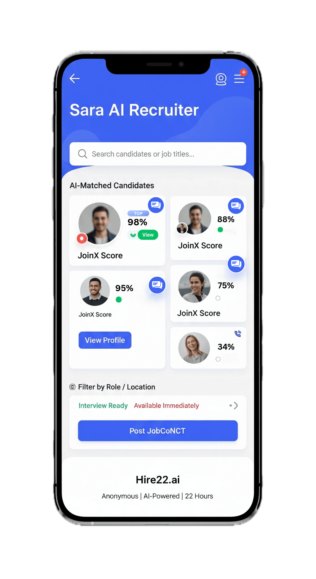 Sara AI Mobile Interface